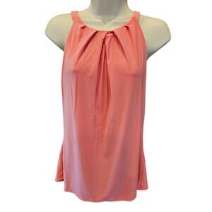 NWT WHBM pleated halter summer career casual Gelato peach pink top L comfort